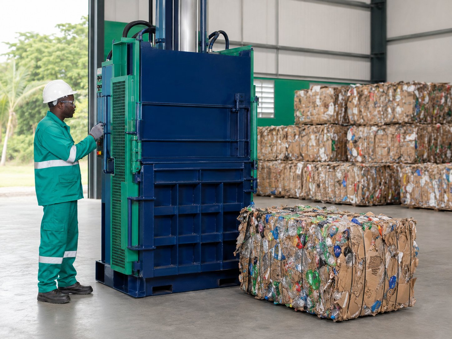Presse hydraulique et balles compactes de matières recyclables